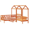 Day Bed Set with Roof Wax Brown 80x200 Solid Wood Pine U2K5