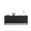 200cm Modern Sideboard | Oak Body Black Fluted Doors | Metal Frame Storage
