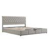 Upholstered Bed Ottoman Bed Frame Grey Fabric 5 FT King Bed Frame With Storage