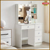 White Dressing Table with LED Lights Mirror Storage Drawers Vanity Makeup Desk