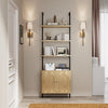 3 Tier Wooden Bookcase Cupboard with Doors Storage Shelving Display Cabinet Unit