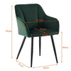 2pcs Velvet Dining Chairs Set Padded Seat Metal Legs Kitchen Furniture Green