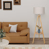 Modern Floor Lamp Tripod Freestanding Wooden Light w/Storage Shelf Reading Light