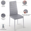 New Set of 6 Dining Chairs Padded Seat High back Metal Legs Home Furniture Gray
