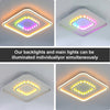Modern Chandelier LED Lamp White Frame Ceiling Light With RGB Mode Square Olbuvr