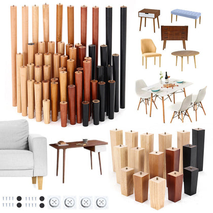 4X Wood Table Legs Tapered Square Oak Beech Table Chair Stool Chest Sofa 9 Size