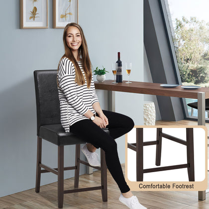 2X Modern Bar Stool PU Upholstered Counter Bar Chairs Dining Chairs w/Footrest