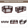 Indoor 3 Panels Step Over Fence Wooden Dog Gate 207 x 61 CM
