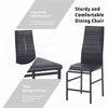 2x Black Faux Leather Dining Chairs&Round Marble Glass Dining Table Silver Legs
