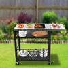 Foldable Stainless Pizza Oven Table Three-Shelf Garden Food Trolley Grill Cart