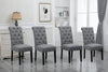 2/4/6x Fabric Button Tufted Dining Chairs Upholstered Kitchen Dining Room Grey