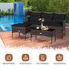 3 PCS Patio Conversation Set w/Tempered Glass Coffee Table-Black