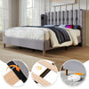 UPHOLSTERED BED 4FT6 DOUBLE BED FRAME WITH WOOD SLATS & WINGED HEADBOARD, GREY