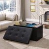 Ottoman Storage Box Folding Footstool Pouffe Seat Stool Chair Foot Bench Leather