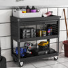 Heavy Duty 3 Tier Garage Tool Storage Trolley Service Cart Rack w/ Drawer & Keys