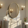 Gold Aluminum Frame Oval Vanity Mirror Wall Mounted Art Mirror for Bedroom Decor