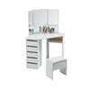 Corner Dressing Table Stool Vanity Set White Makeup Dresser Mirror 5 Drawers NEW