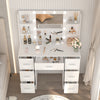 Dressing Table with LED Lights Mirror 7 Drawers Vanity Make up Desk Dresser Set