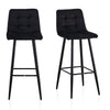 2 pcs Black Bar Stools Velvet High Chairs Upholstered Chairs Padded Seat Xmas UK