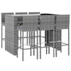 7 Piece Garden Bar Set with Cushions Grey Poly Rattan