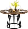 Round Dining Table for 4 People, 120cm Industrial Kitchen Table for Dining Room