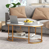 2-Tier Coffee Table Faux Marble Cocktail Table Modern Center Table Accent Table