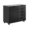 Mobile Filing 5 Drawer Pedestal Cabinet File Storage with Door Home Office Black