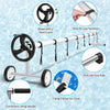 5.5 m Pool Cover Reel Set Adjustable Above Ground Pool Solar Cover Reel w/Wheel