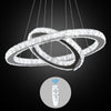 UK Crystal 2-Ring Chandelier LED Ceiling Lights Pendant Light Dimmable w. Remote