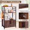 3-Tier Kitchen Bakers Rack Industrial Microwave Stand w/Cabinet