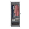 2 Door Wardrobe Grey Modern Narrow Storage Hanging Rail Shelf Storage