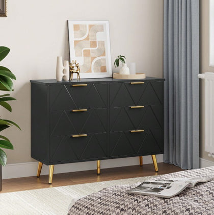 6 Drawer Chest of Drawers Wood Bedroom Storage Unit Living Room Office Cabinet