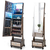 Standing Jewelry Armoire Lockable Jewelry Cabinet Vanity Mirror with LED Light