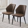 2X Brown Faux Leather PU Dining Chairs Dining Room Cafe Kitchen Chairs Furniture
