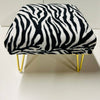 Handmade Zebra Print Footstool - Animal Print Fabric Footrest with Wooden Feet