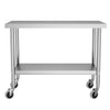 Commercial Stainless Steel Catering Table Work Bench Worktop Backsplash / Wheel