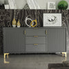 140cm Loft Retro Milled Fronts Sideboard I TV Unit Cabinet I Cupboard TV Stand