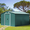 Galvanized Steel Garden Storage Shed Metal Outdoor Bike Shed 12x10ft Doors Base