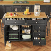 Rolling Kitchen Island Storage Trolley with Wood Effect Top & 5 Drawers Black