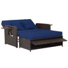 2 IN 1 Patio Rattan Daybed Set Wicker Loveseat Sofa Sun Bed Lounger