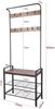 Coat Rack Shoe Bench Storage Stand Hallway Entryway Organizer Hooks Black Oak