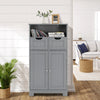 Bathroom Floor Cabinet Free Standing Storage Cupboard-Grey