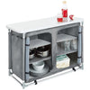 Garden Backyard Folding Cook Table Station Outdoor Camping Kitchen Cabinet Stand