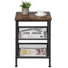 3-Tier Industrial Side Table Nightstand Storage Organiser W/ Adjustable Shelves