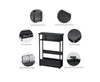 Side Table with Storage Shelf, 3 Tier Slim End Table Modern Sofa Table Bedside