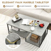 Modern Faux Marble Coffee Table 2-Tier Rectangular Accent Table Chic Cocktail