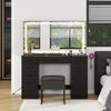 Dressing Table and Stool set 11 Drawer Makeup Table with Glass Top Vanity Desk