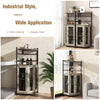 Corner Bar Cabinet Industrial Wine Buffet Cabinet with Glass Holder Mesh Doors