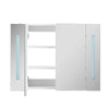 2 Doors Bathroom Cabinet White Cupboard Wall Mounted LED Mirrored 3-Tier Shelves