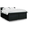 Box Spring Bed with Black 180x200 Fabric B7O8